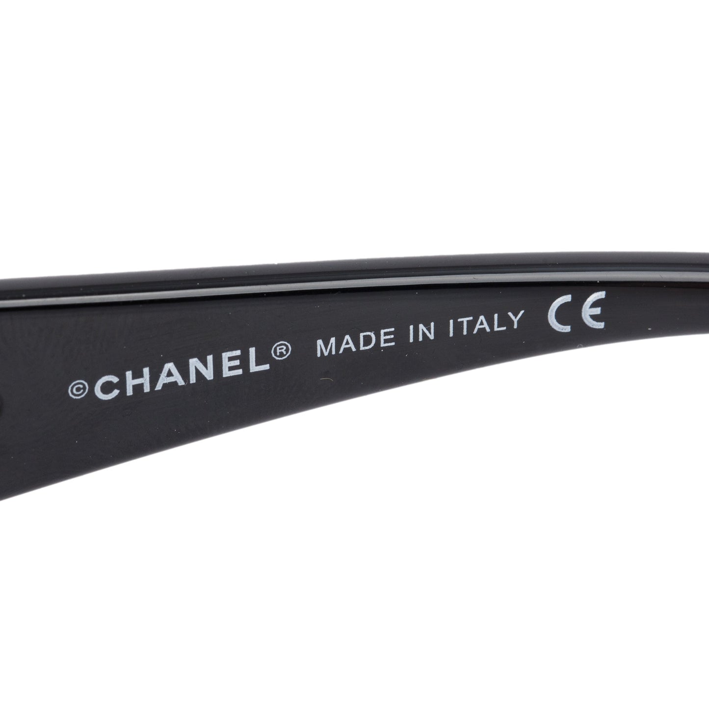 Chanel 4164-B Black Acetate Crystal Camellia Shield Sunglasses