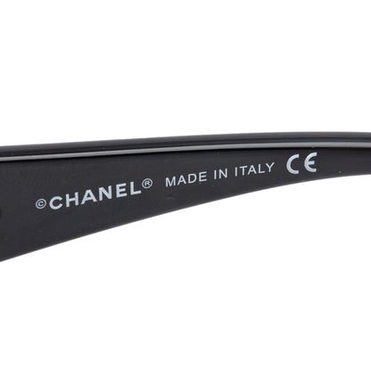 Chanel 4164-B Black Acetate Crystal Camellia Shield Sunglasses