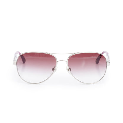 Chanel 4179 Silver Metal Purple Acetate CC Logo Aviator Sunglasses