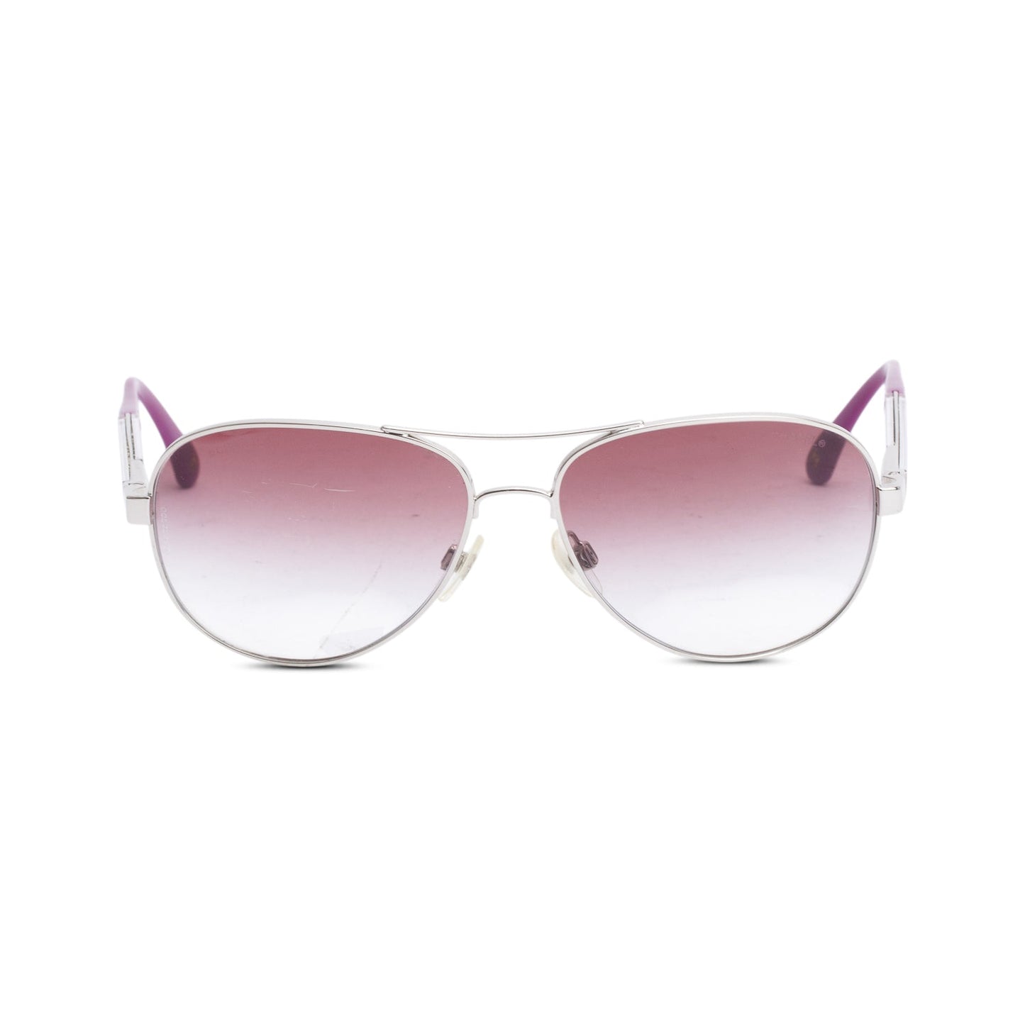 Chanel 4179 Silver Metal Purple Acetate CC Logo Aviator Sunglasses