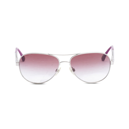 Chanel 4179 Silver Metal Purple Acetate CC Logo Aviator Sunglasses