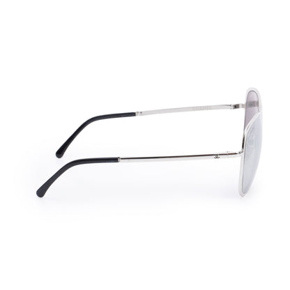 Chanel 4223 Silver Metal CC Logo Aviator Sunglasses