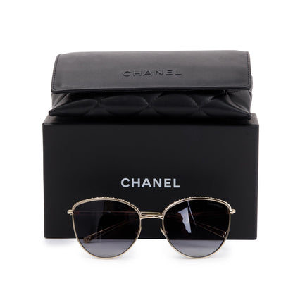Chanel 4258-B Interlocking CC Logo Crystal Tinted Sunglasses