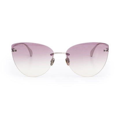 Chanel 4273-T Titanium Rimless Interlocking CC Cat-Eye Sunglasses