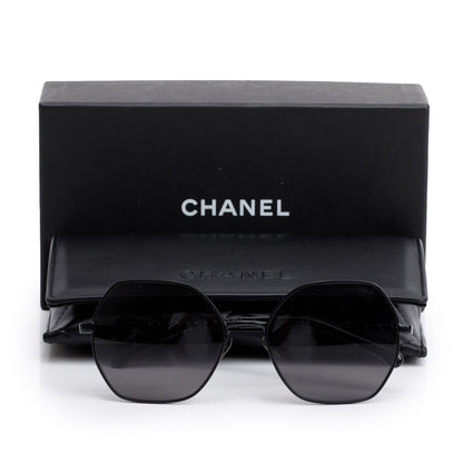 Chanel 4281-Q-H Black Acetate Chain-Link Square Sunglasses