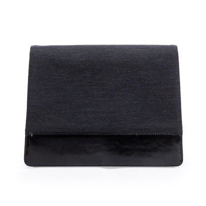 Chanel Grey Jersey Patent Leather CC Flap Shoulder Bag