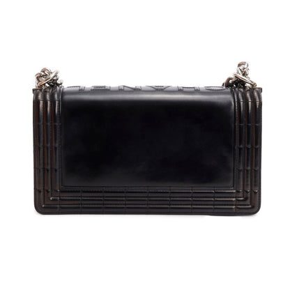 Chanel Black Patent Leather Original Clasp Medium Boy Flap Bag