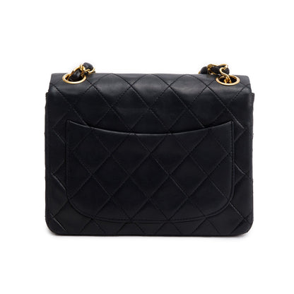 Chanel Vintage Black Lambskin Classic Mini Square Flap