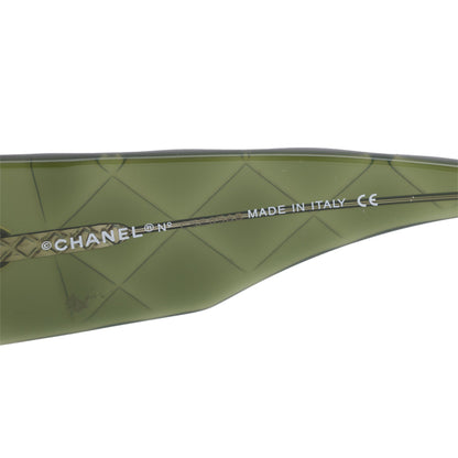 Chanel 5019 Green/Brown Iridescent Acetate CC Logo Quilted Square Sunglasses