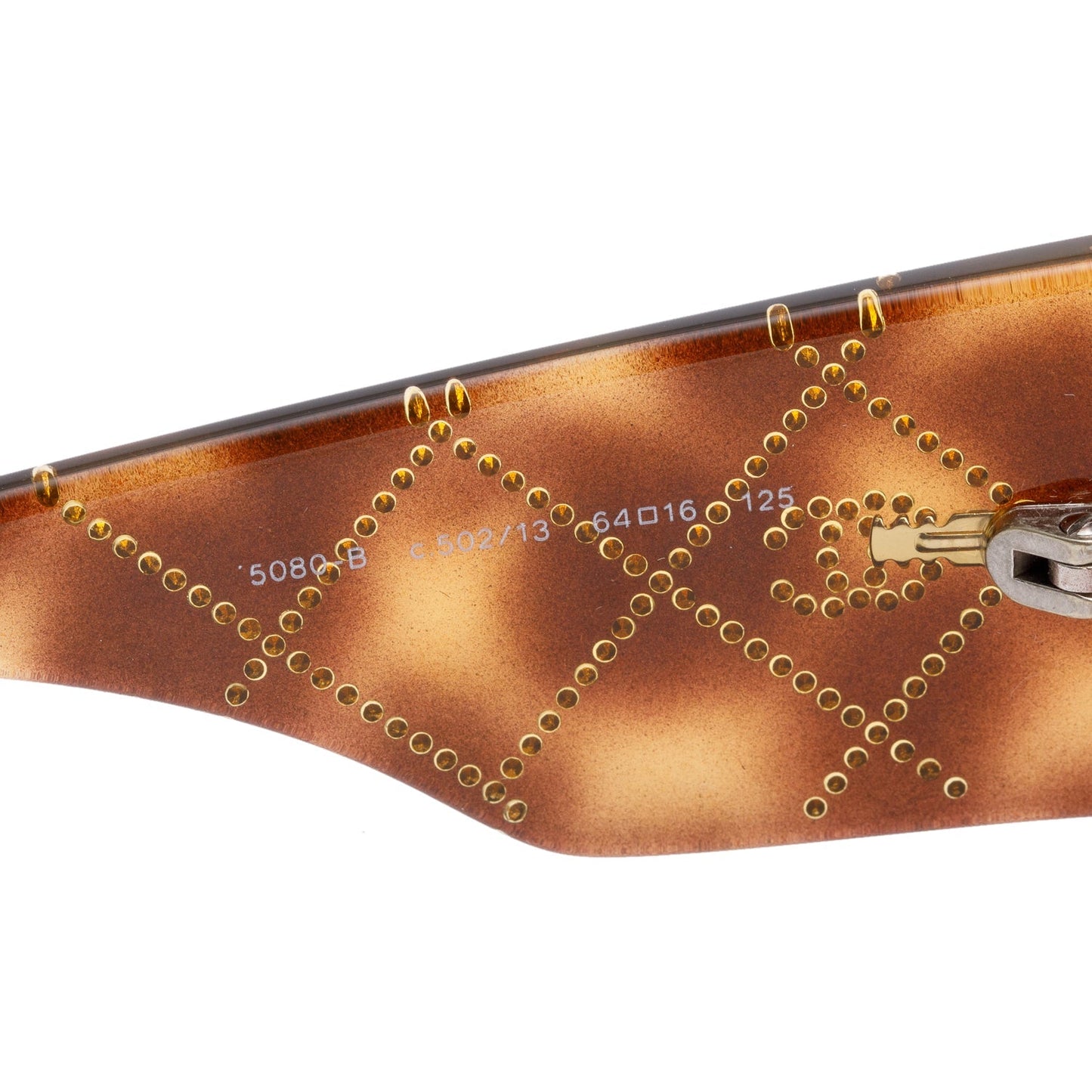Chanel 5080-B Brown Havana Acetate Quilted Crystal CC Rectangle Sunglasses