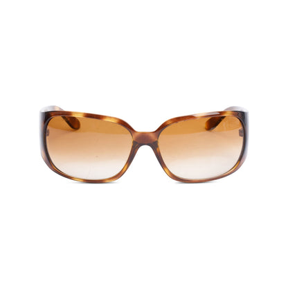 Chanel 5080-B Brown Havana Acetate Quilted Crystal CC Rectangle Sunglasses