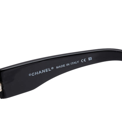 Chanel 5081-B Black Acetate Crystal CC Logo Shield Sunglasses
