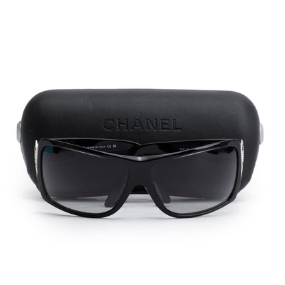 Chanel 5081-B  Black Acetate Strass CC Logo Shield Sunglasses