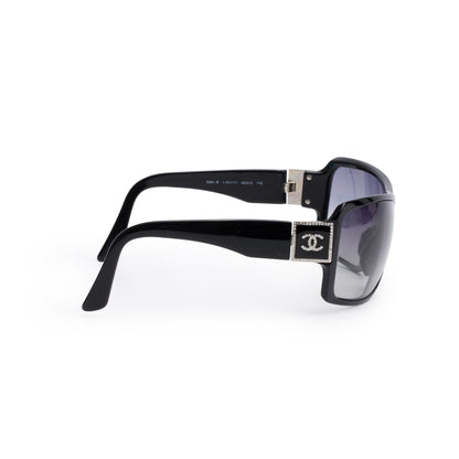 Chanel 5081-B  Black Acetate Strass CC Logo Shield Sunglasses
