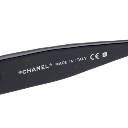 Chanel 5111 Black Quilted Acetate White CC Rectangle Sunglasses