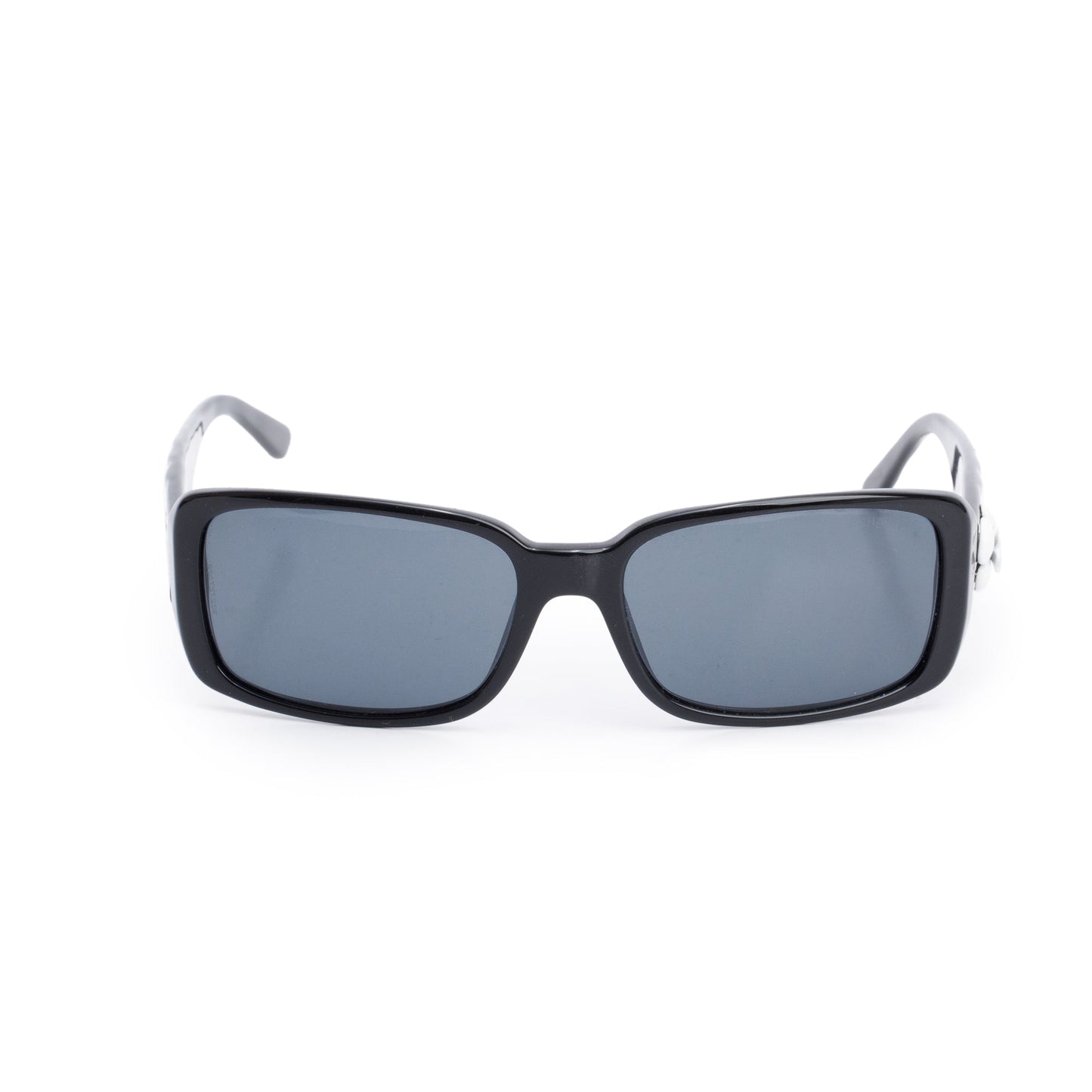 Chanel 5111 Black Quilted Acetate White CC Rectangle Sunglasses