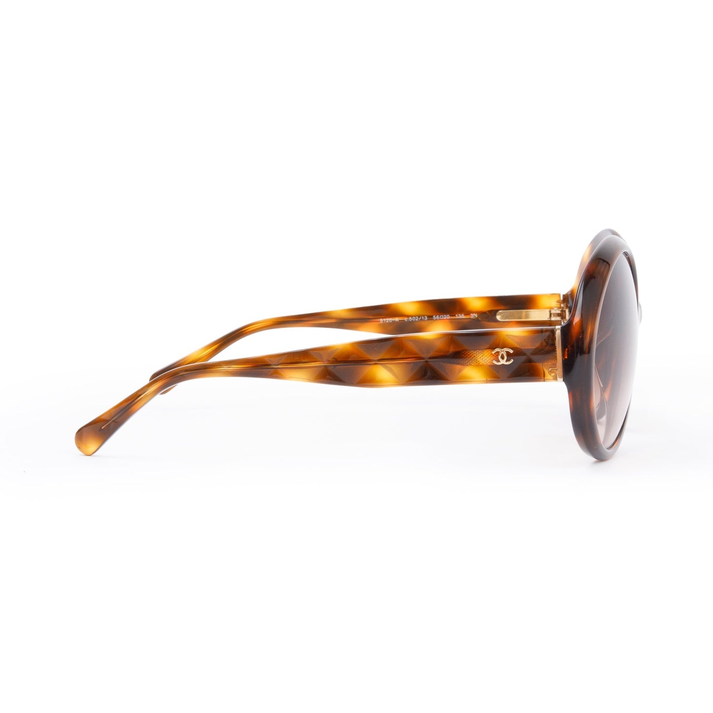 Chanel 5120-A Havana Acetate CC Round Sunglasses