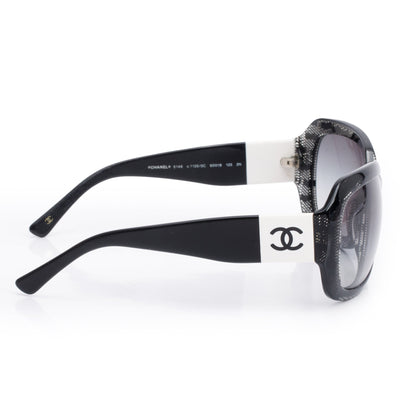 Chanel 5146 Black/White Acetate CC Logo Oversized Sunglasses