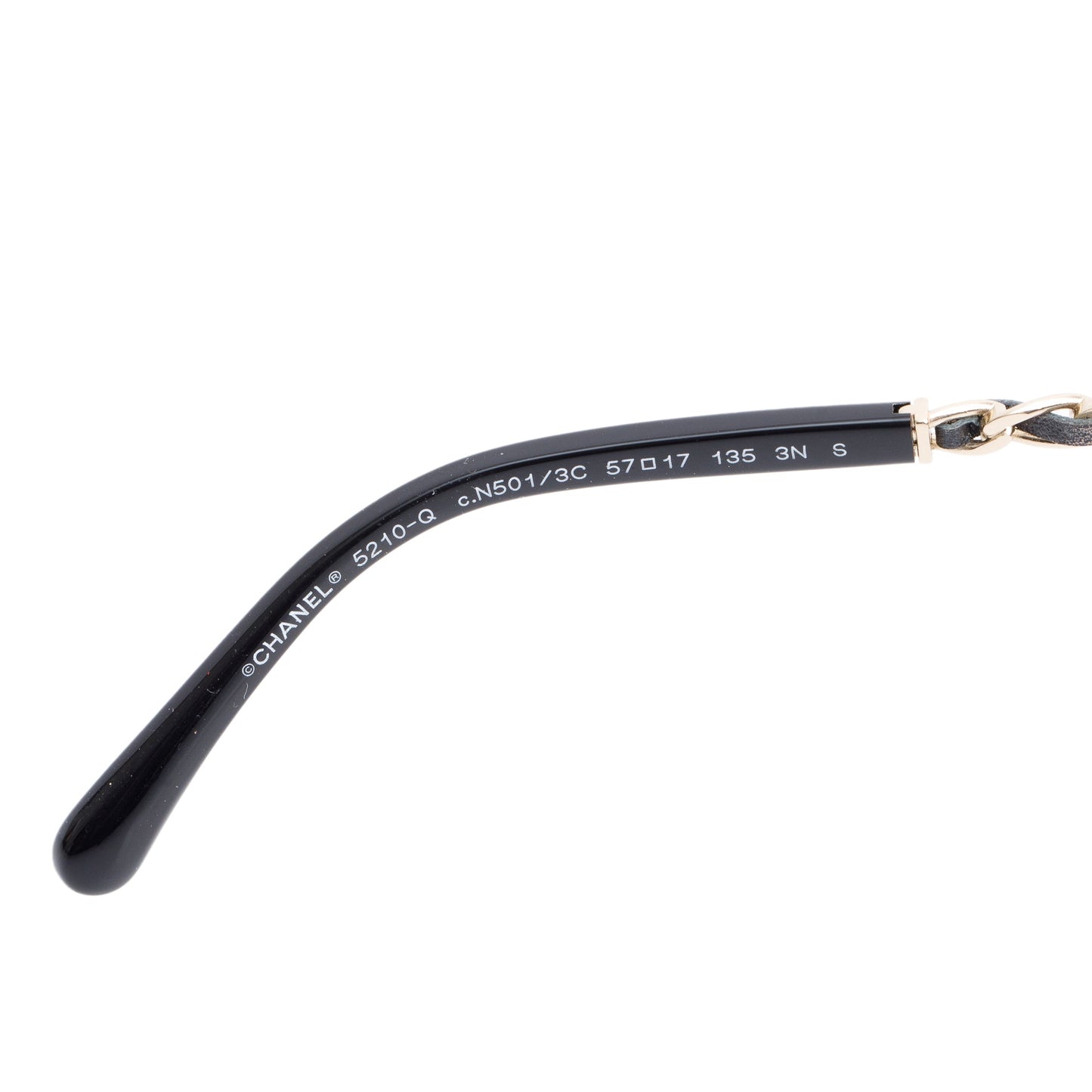 Chanel 5210-Q Chain Link Leather Interlocking CC Accent Square Sunglasses