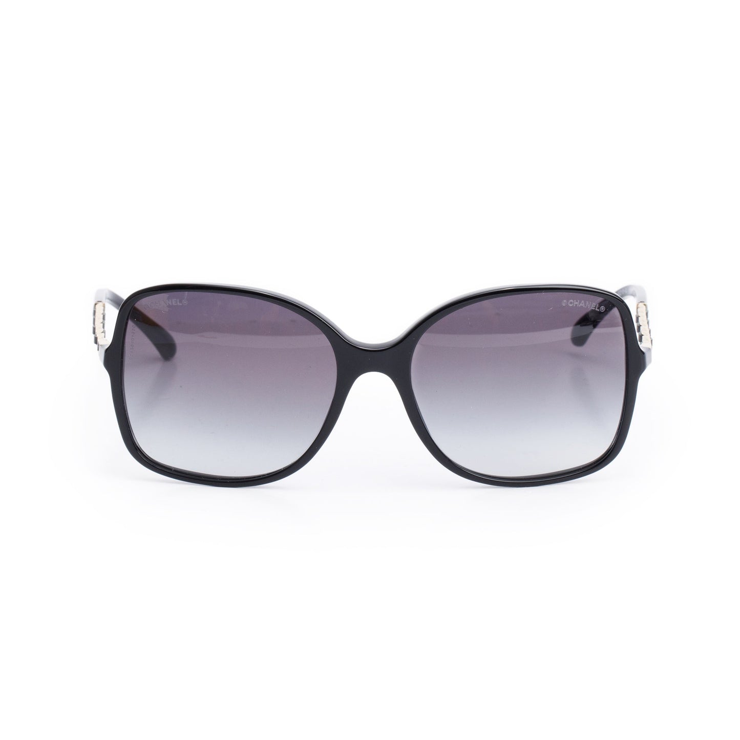 Chanel 5210-Q Chain Link Leather Interlocking CC Accent Square Sunglasses