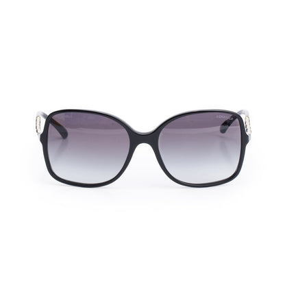 Chanel 5210-Q Chain Link Leather Interlocking CC Accent Square Sunglasses