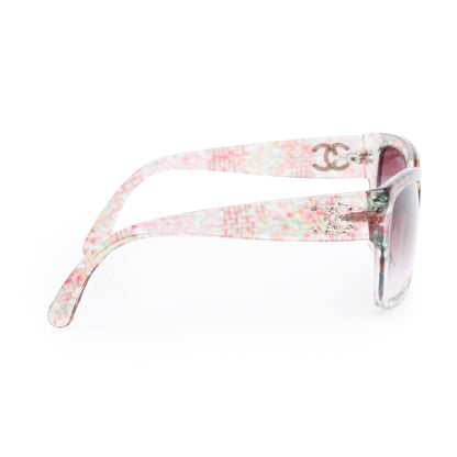 Chanel 5220 Multicolor Tweed Accent Acetate Interlocking CC quare Sunglasses