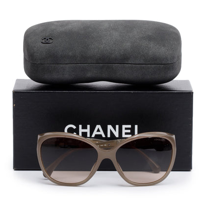 Chanel 5309-B-A Grey Acetate Crystal Baguette Cat-Eye Sunglasses