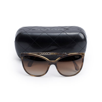 Chanel 5352 Brown Acetate Chain Accent Butterfly Sunglasses