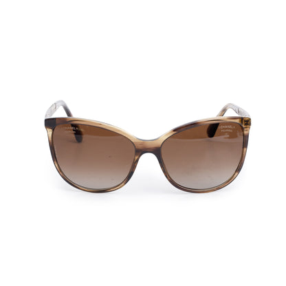 Chanel 5352 Brown Acetate Chain Accent Butterfly Sunglasses