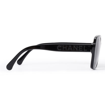 Chanel 5408 Black Acetate Logo Polarized Square Sunglasses