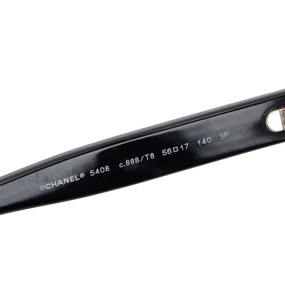 Chanel 5408 Black Acetate Logo Polarized Square Sunglasses