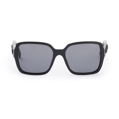 Chanel 5408 Black Acetate Logo Polarized Square Sunglasses