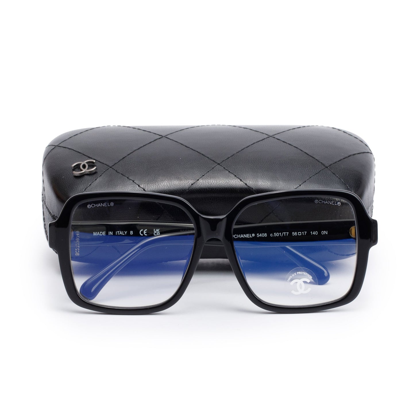 Chanel 5408 Black Acetate Logo Square Eyeglasses