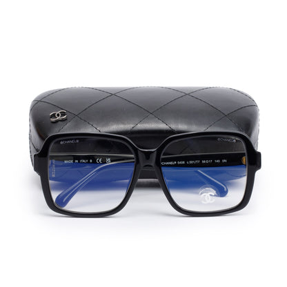 Chanel 5408 Black Acetate Logo Square Eyeglasses