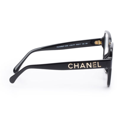 Chanel 5408 Black Acetate Logo Square Eyeglasses