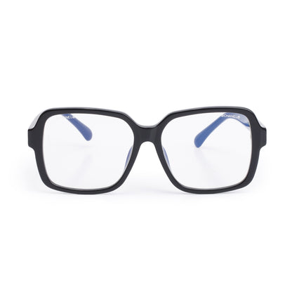 Chanel 5408 Black Acetate Logo Square Eyeglasses