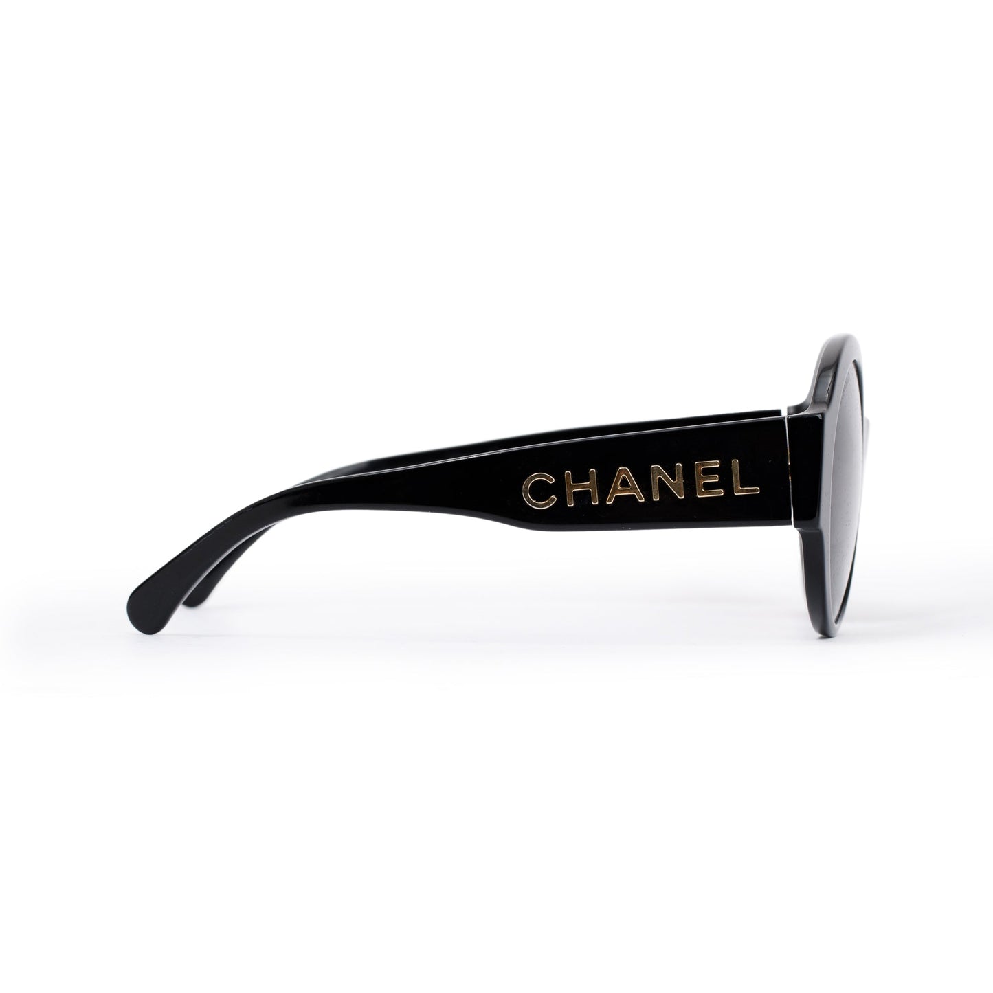 Chanel 5410-A Black Acetate Logo Round Sunglasses