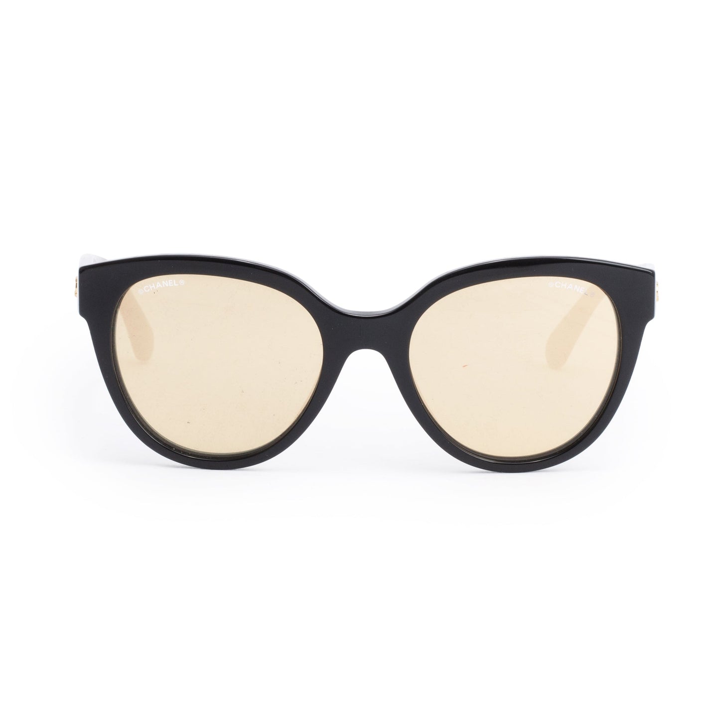 Chanel 5414 Black Acetate CC Logo Butterfly Mirrored Sunglasses