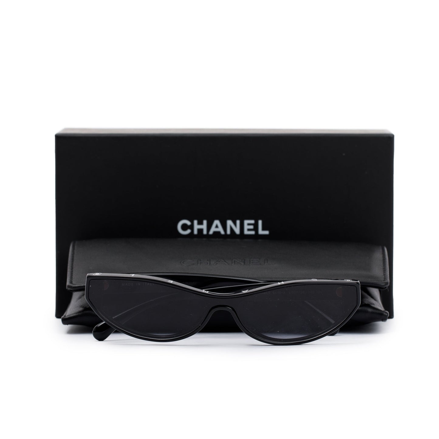 Chanel 5415-A Black Acetate CC Logo Oval Sunglasses