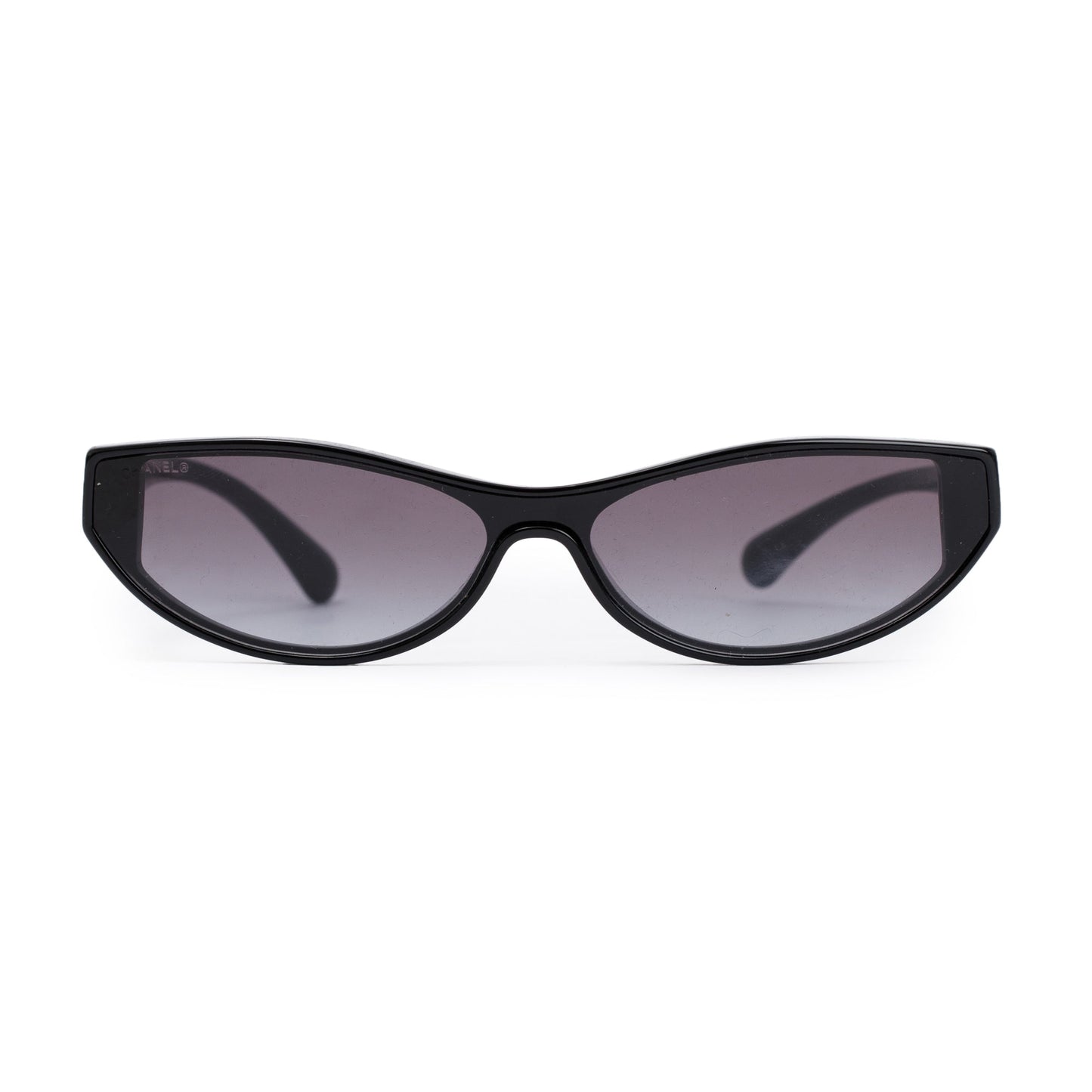 Chanel 5415-A Black Acetate CC Logo Oval Sunglasses