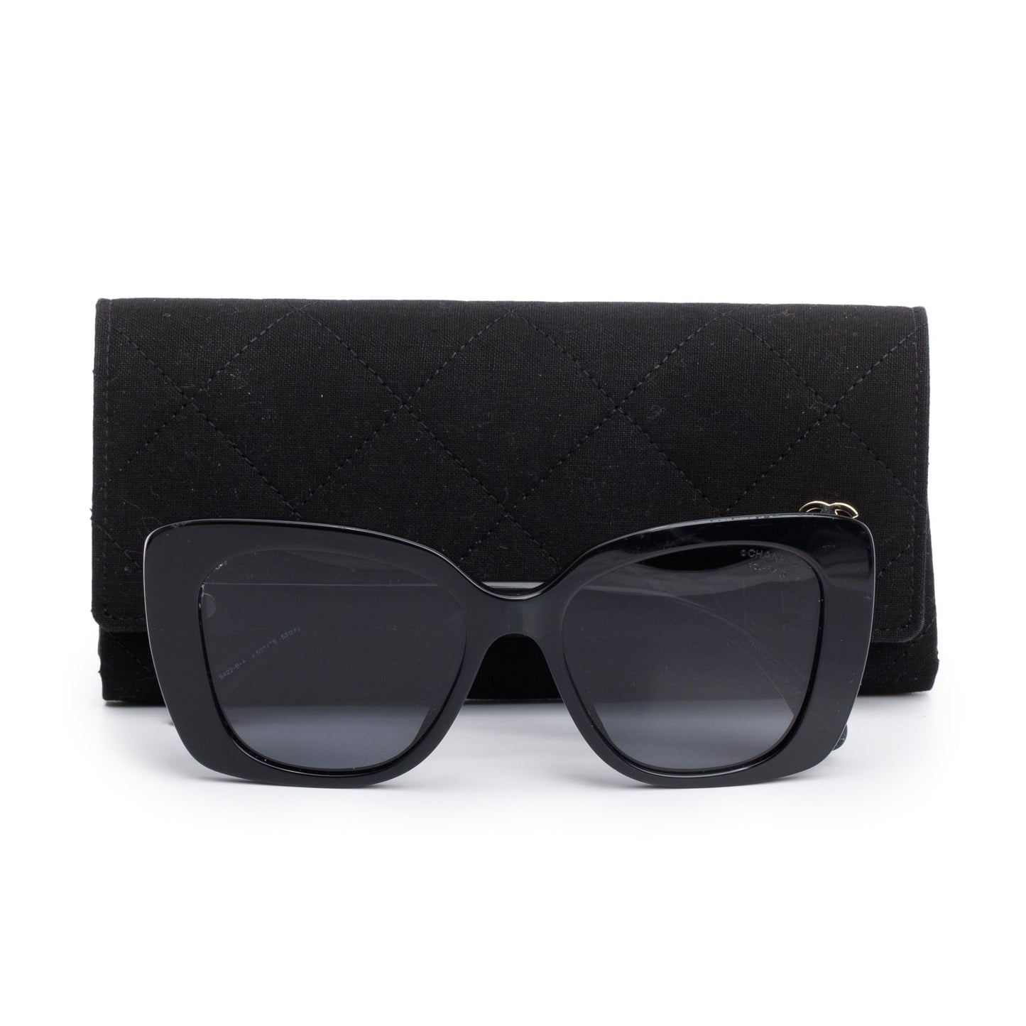 Chanel 5422-B-A Black Acetate Strass Logo Square Sunglasses