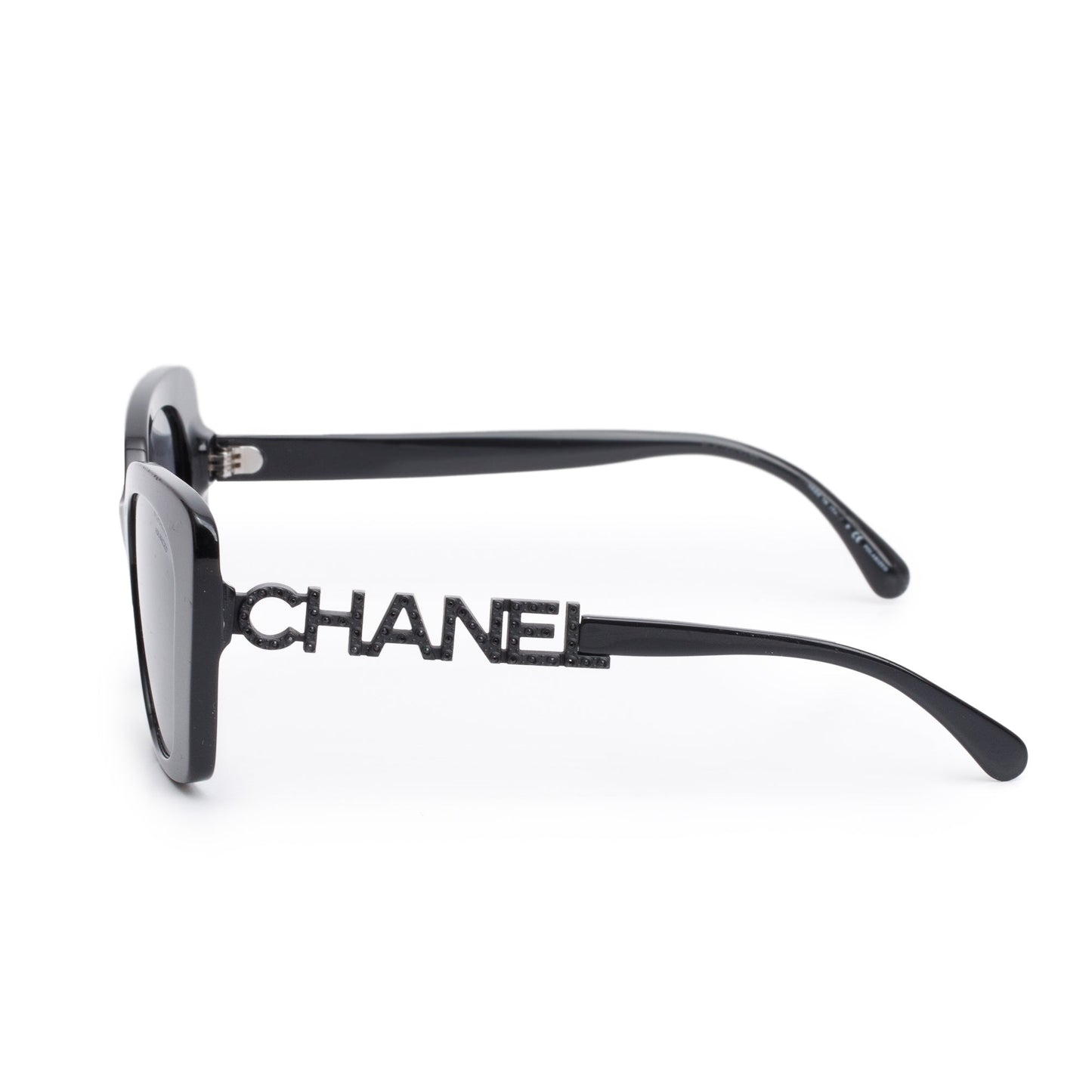 Chanel 5422-B-A Black Acetate Strass Logo Square Sunglasses