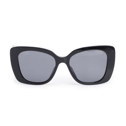 Chanel 5422-B-A Black Acetate Strass Logo Square Sunglasses