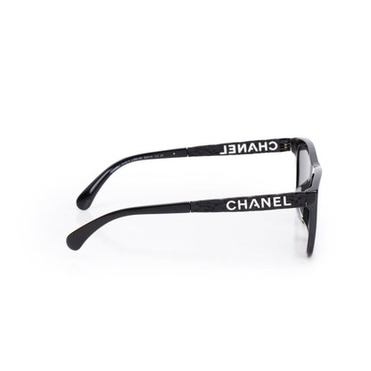 Chanel 5442-A Black Acetate CC Logo Rectangle Sunglasses