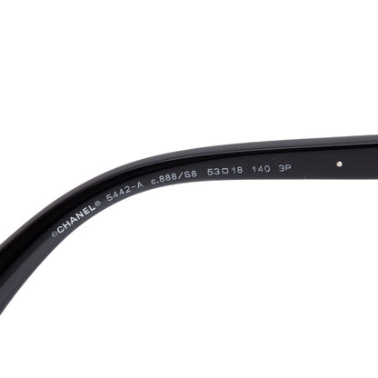 Chanel 5442-A Black Acetate CC Logo Rectangle Sunglasses