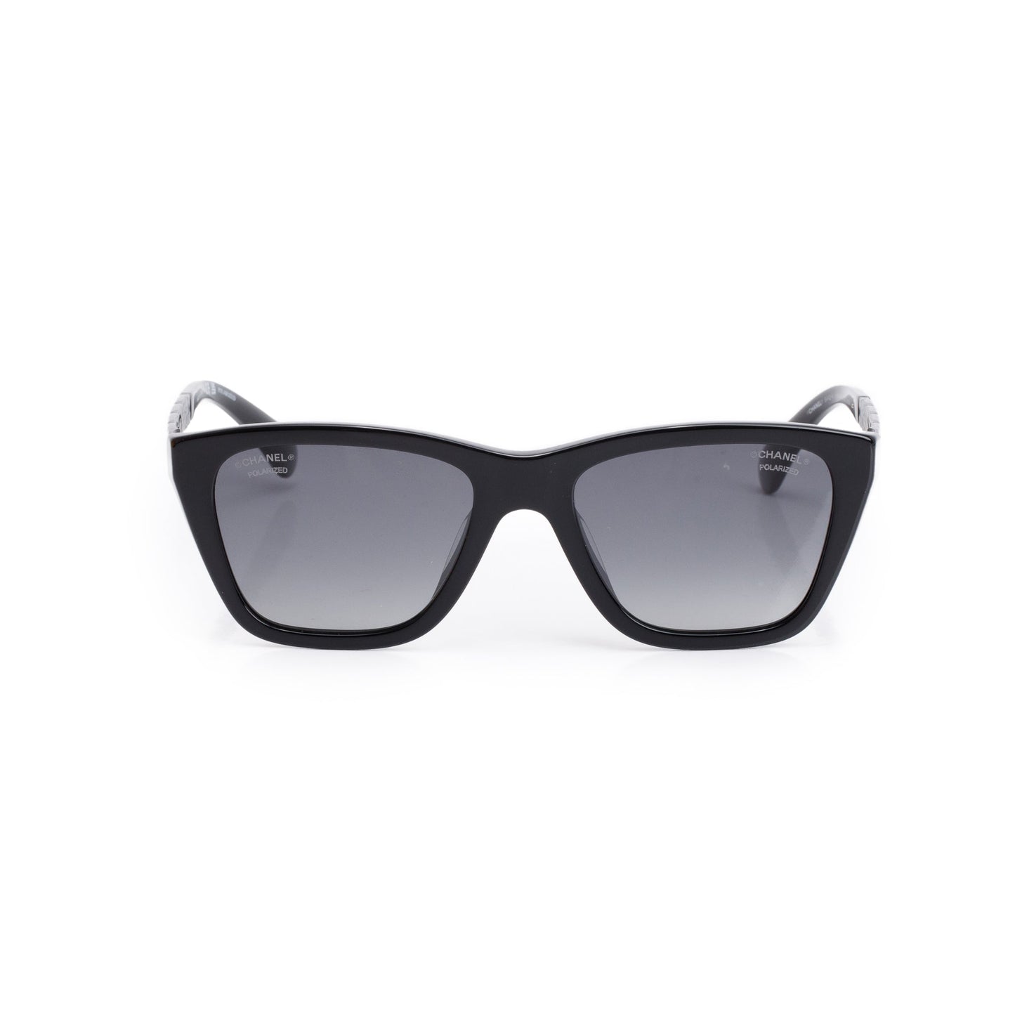 Chanel 5442-A Black Acetate CC Logo Rectangle Sunglasses