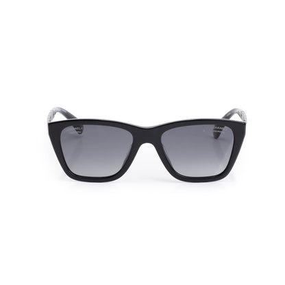 Chanel 5442-A Black Acetate CC Logo Rectangle Sunglasses