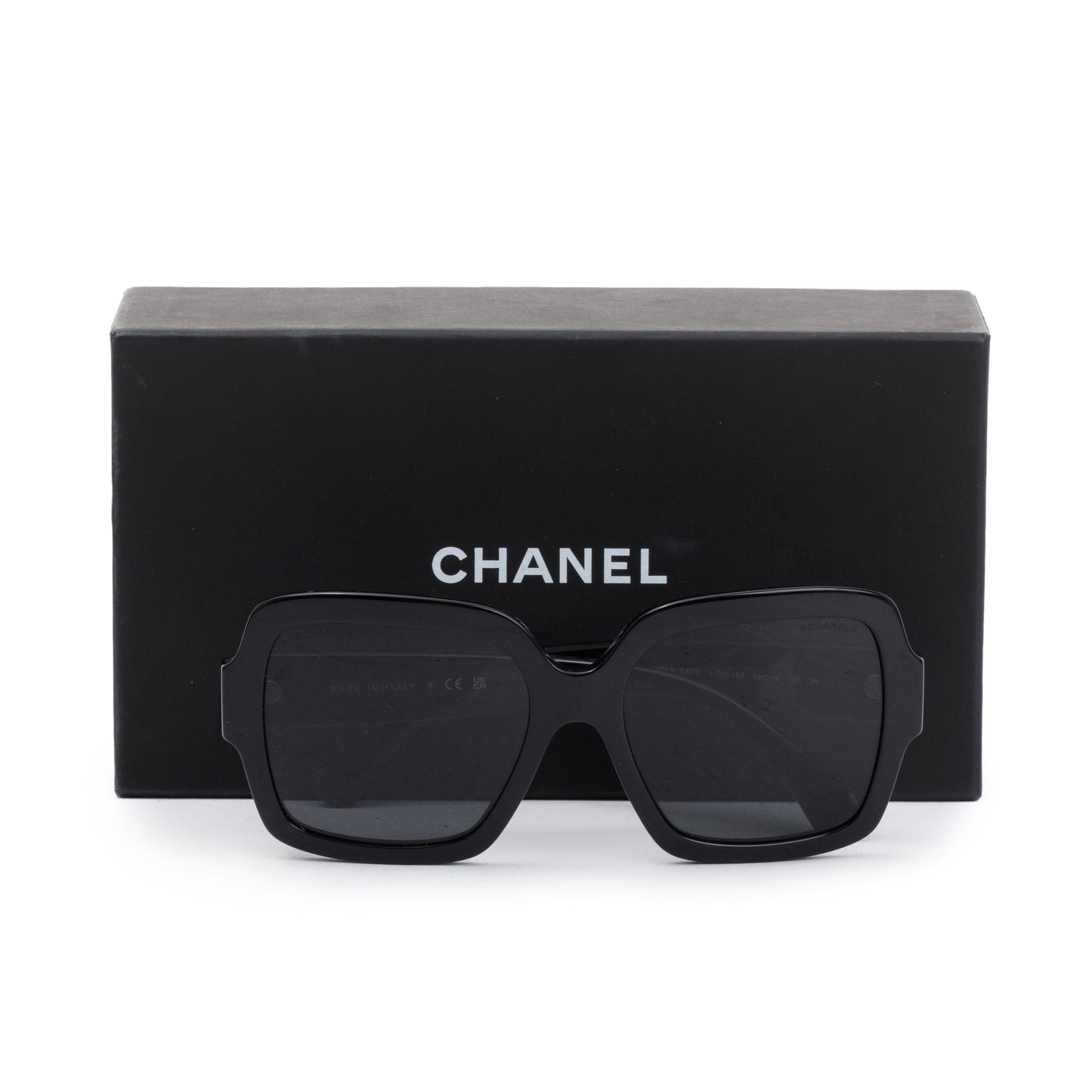 Chanel 5479 Black Acetate Heart CC Charm Square Sunglasses