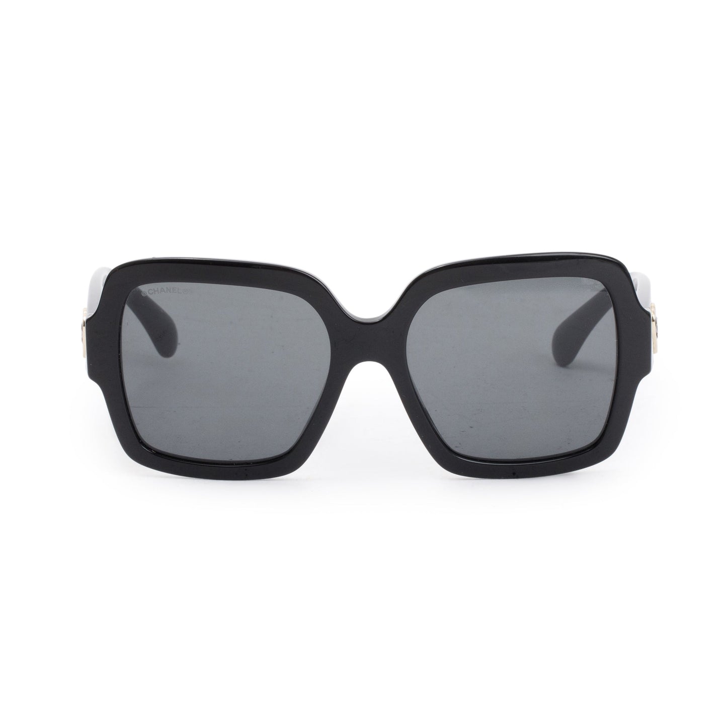Chanel 5479 Black Acetate Heart CC Charm Square Sunglasses