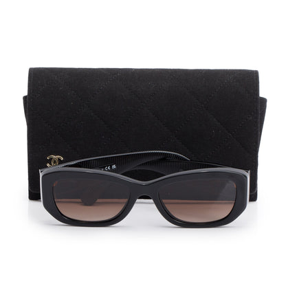 Chanel 5493 Black Acetate CC Logo Rectangle Sunglasses